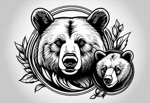mother bear and cub heads simple tattoo idea
