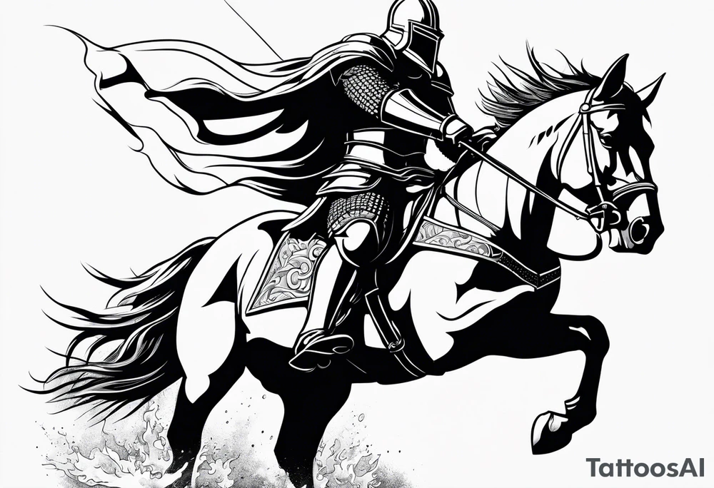 knight in battle tattoo idea