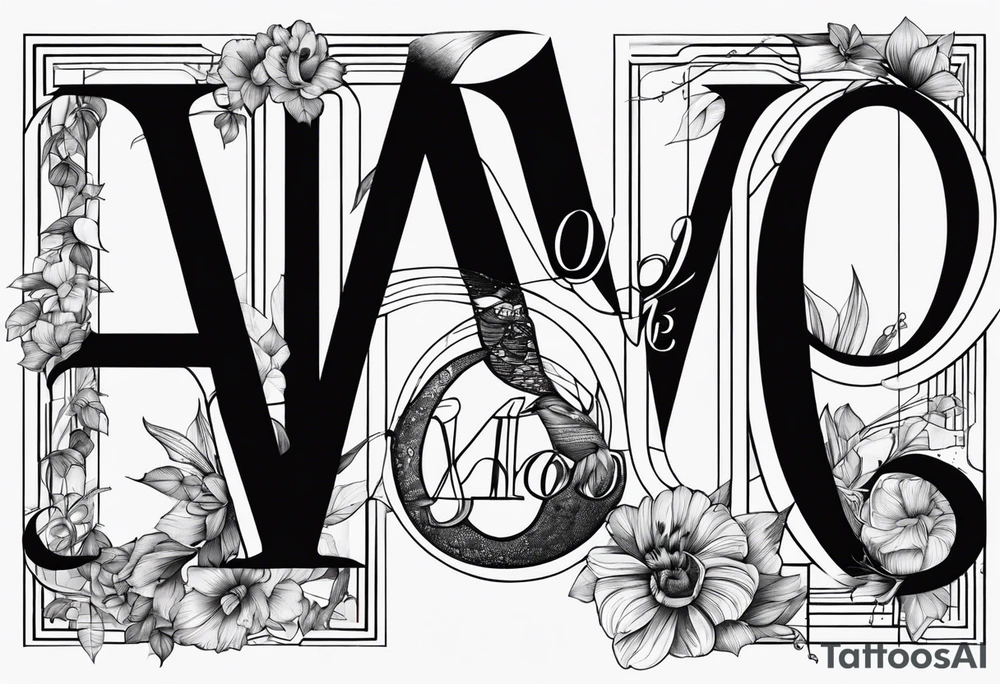 family in one animal with this letters 3ML&O tattoo idea