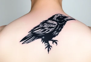 realistic raven tattoo idea