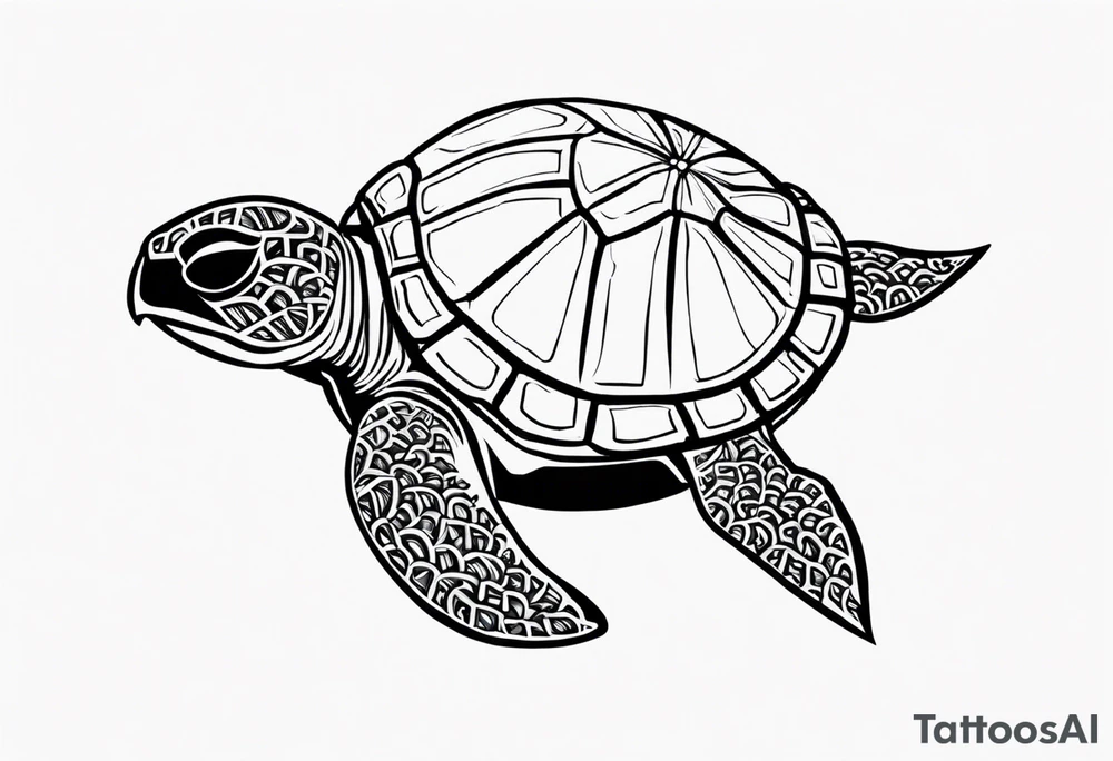 Turtle and starfish chain simple small tattoo idea