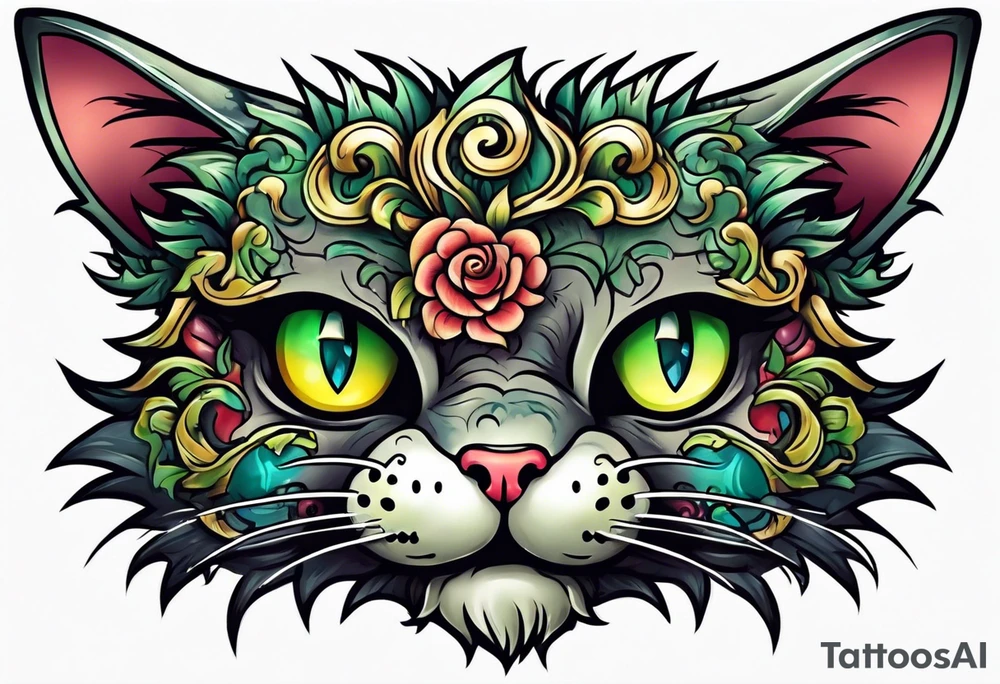 A zombie cat tattoo idea