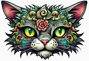 A zombie cat tattoo idea