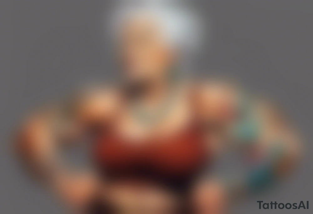 Muscular old lady showing off muscles. tattoo idea
