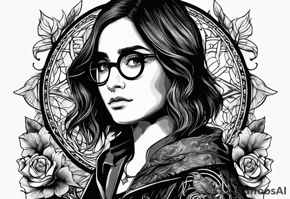 Harry Potter arm sleeve magic tattoo idea