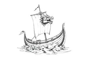 viking-ship with dragon-head on sea. tattoo idea