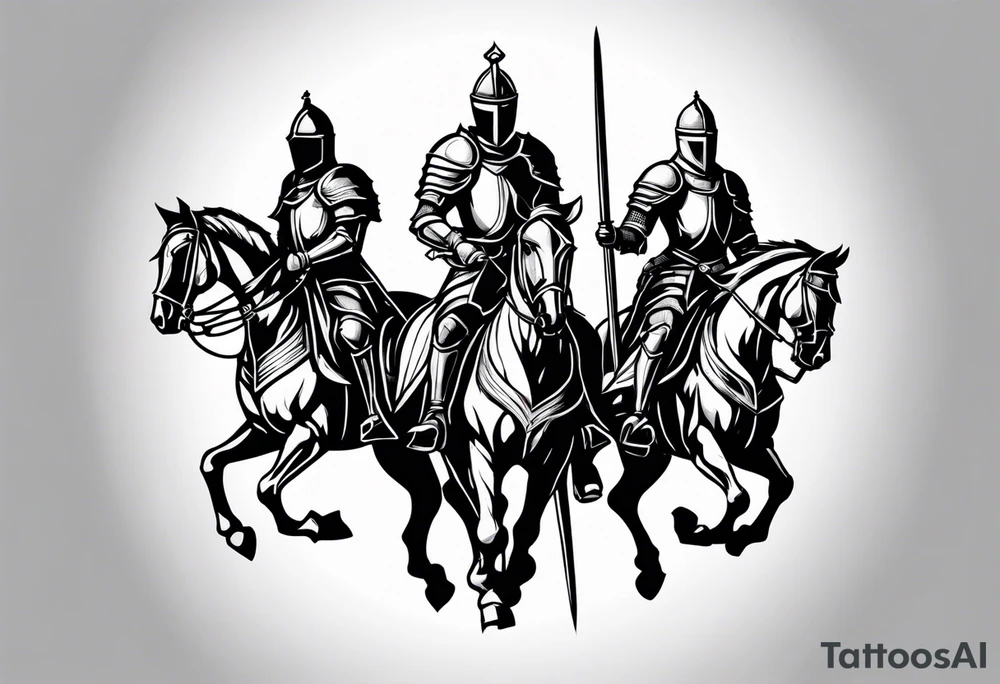 two sexy male knights tattoo idea