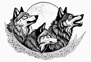 three wolves howling at the moon tattoo idea