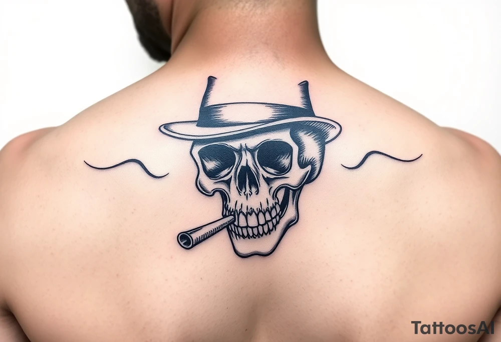 skull with top-hat and cigar in his mouth. tattoo idea