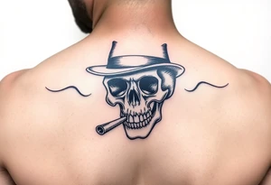 skull with top-hat and cigar in his mouth. tattoo idea