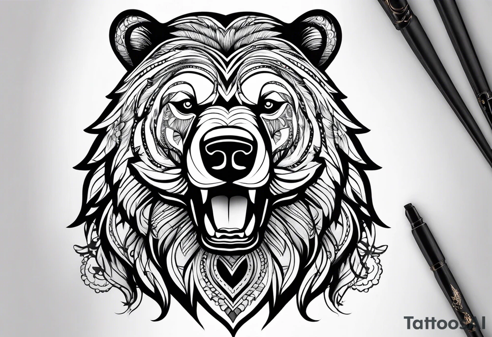 Bear face tattoo idea