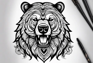 Bear face tattoo idea