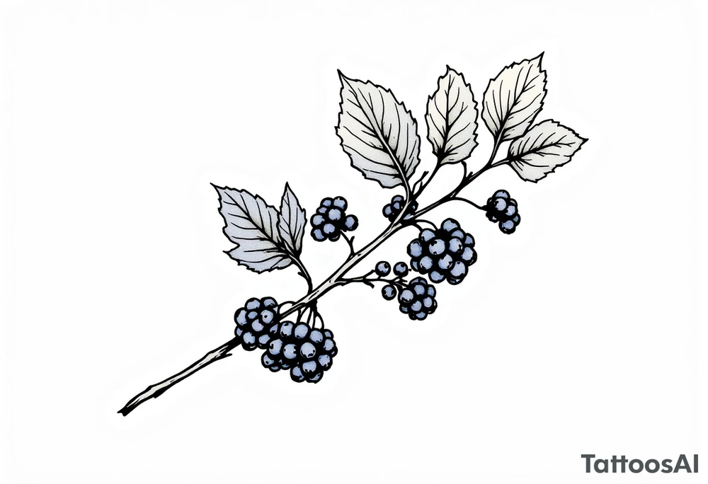 American traditional style Blackberry branch tattoo idea