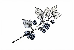 American traditional style Blackberry branch tattoo idea