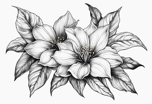 leafs and stalk with Platycodon grandiflorus flowers tattoo idea