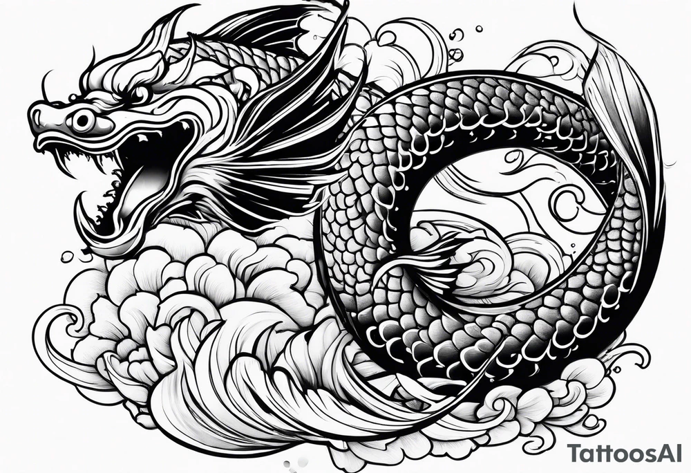 Koi fish fighting with dragon tattoo idea