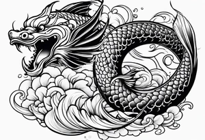 Koi fish fighting with dragon tattoo idea
