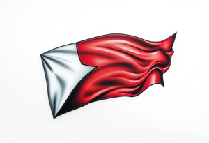 A waving Czech flag with realistic fabric texture, its red, white, and blue colors tattoo idea