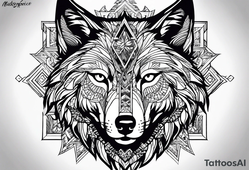 wolf with the letters SP tattoo idea