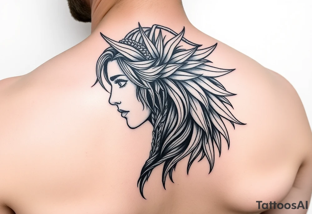 Realistic Valkyrie side profile tattoo idea