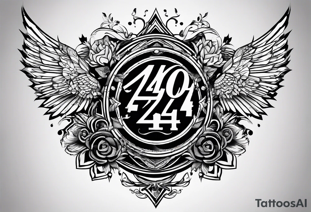 The number 44, around it the text “no one survive” tattoo idea