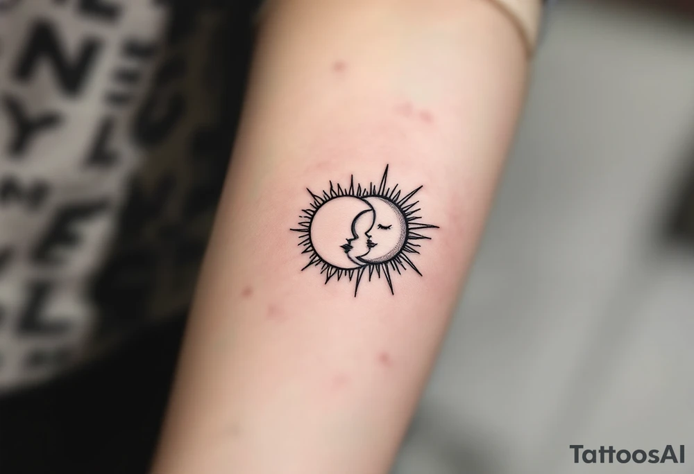 sunface (sunsign in aquarius) & moonface (moonsign in pisces) astrology / yang and yang / apple emojis inspired tattoo idea