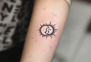 sunface (sunsign in aquarius) & moonface (moonsign in pisces) astrology / yang and yang / apple emojis inspired tattoo idea