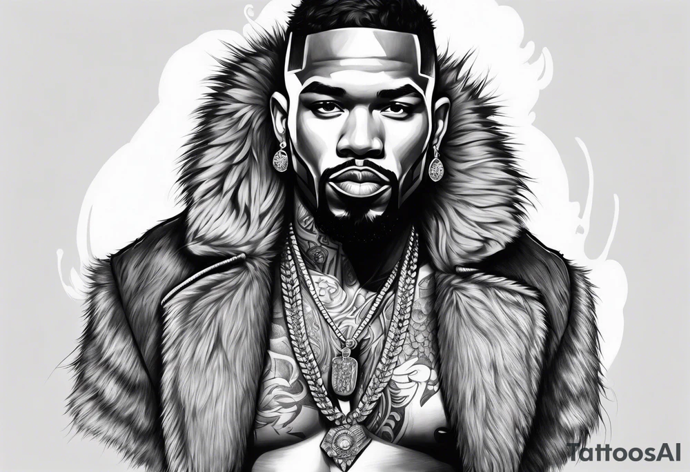 Fur pimp coat no shirt tattoo idea