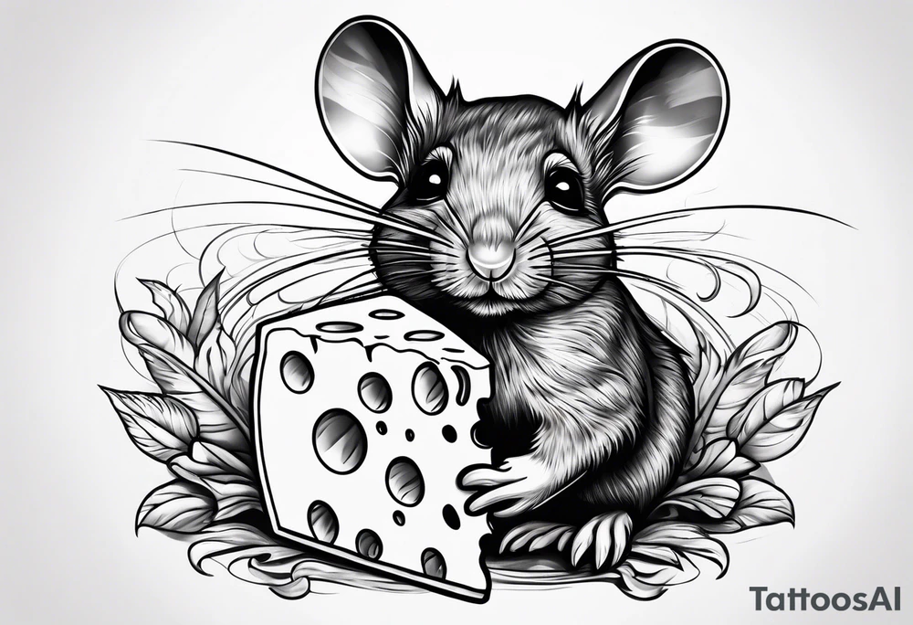 portrait of a mouse and cheese tattoo idea