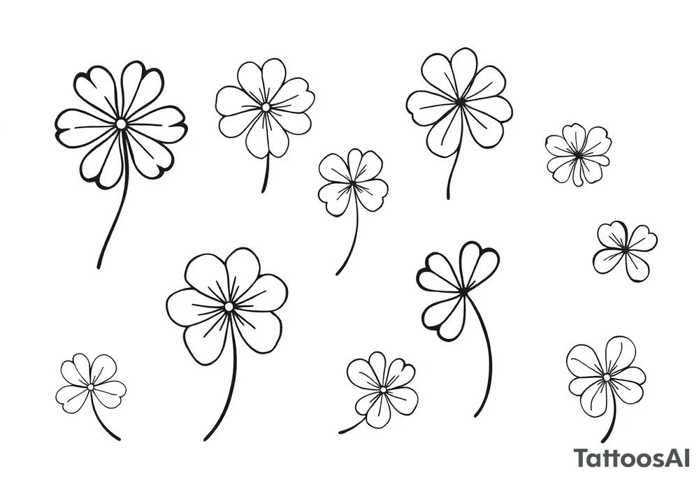 8 unique 4-leaf clovers tattoo idea