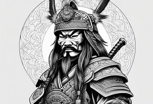 Japanese Warrior with skull mask tattoo idea