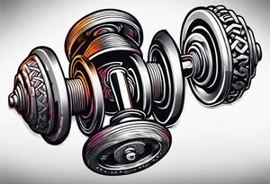 Dumbbell and strength mindset tattoo idea