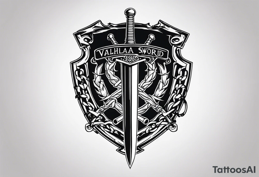 Valhalla sword shield barb wire chain tattoo idea