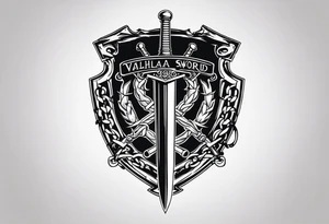 Valhalla sword shield barb wire chain tattoo idea
