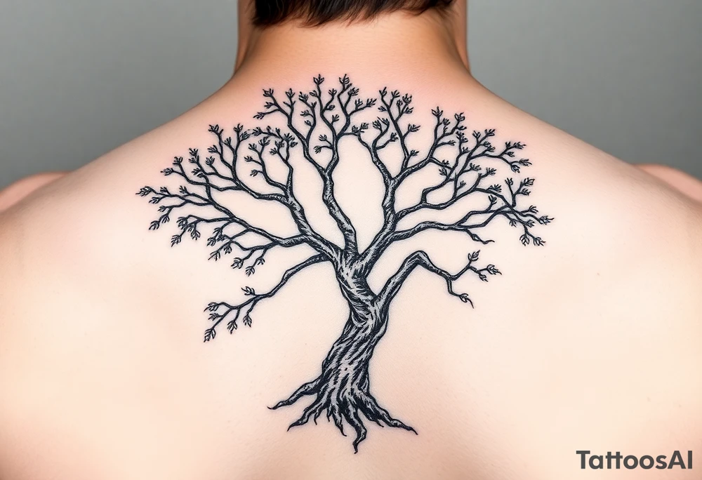 Lace band coming from a jacaranda tree no leave or flowers tattoo idea