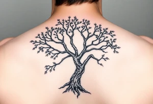 Lace band coming from a jacaranda tree no leave or flowers tattoo idea