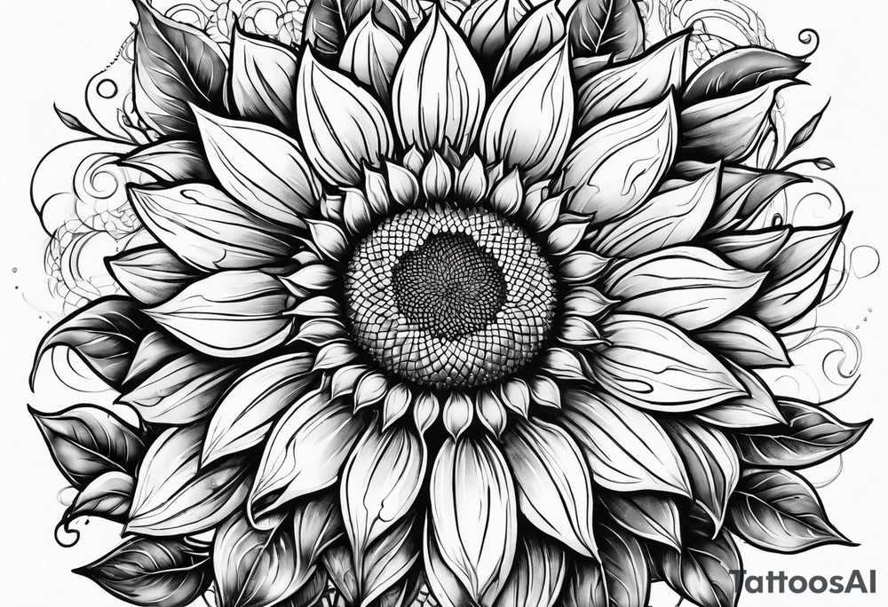 sunflower with madala tattoo idea