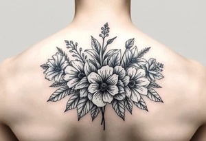 Bouquet of birth flowers of months of march April may July September and October tattoo idea