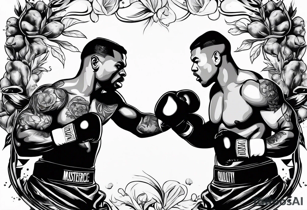 A boxer punching a punching back made out of a sack of potatoes tattoo idea