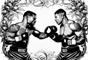 A boxer punching a punching back made out of a sack of potatoes tattoo idea