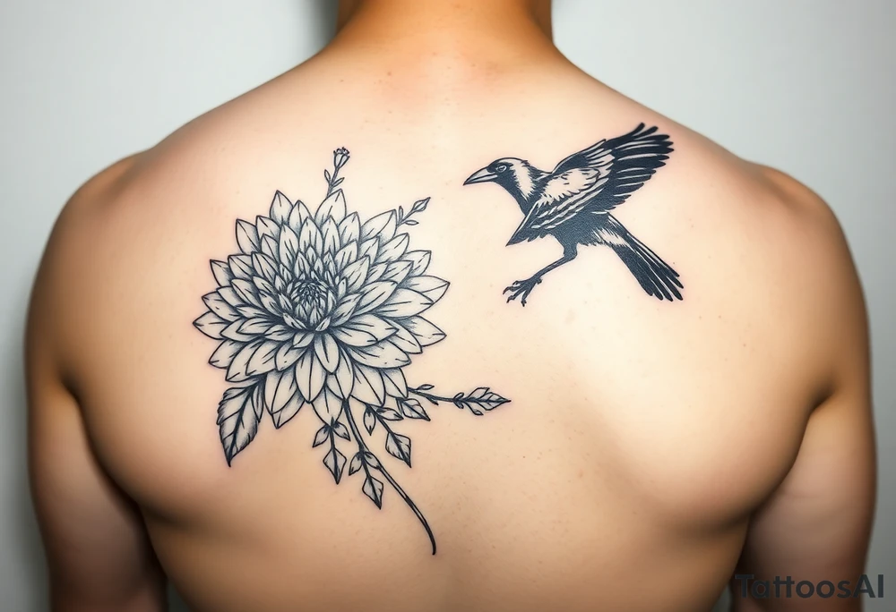 chrysanthemum and crow tattoo idea
