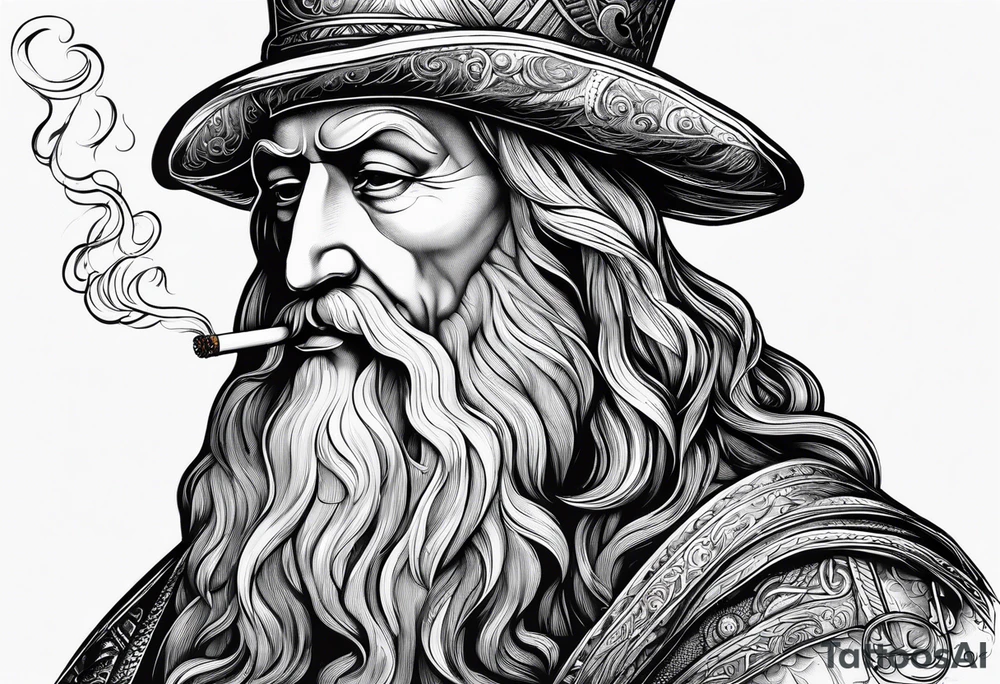 Leonardo da Vinci smoking cigarette tattoo idea