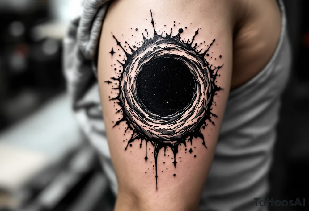 2 different worlds on both sides of a black hole tattoo idea