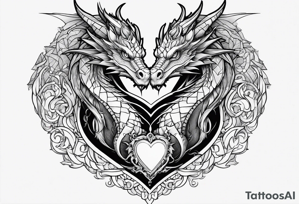 Dragon protecting a heart tattoo idea