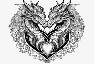 Dragon protecting a heart tattoo idea
