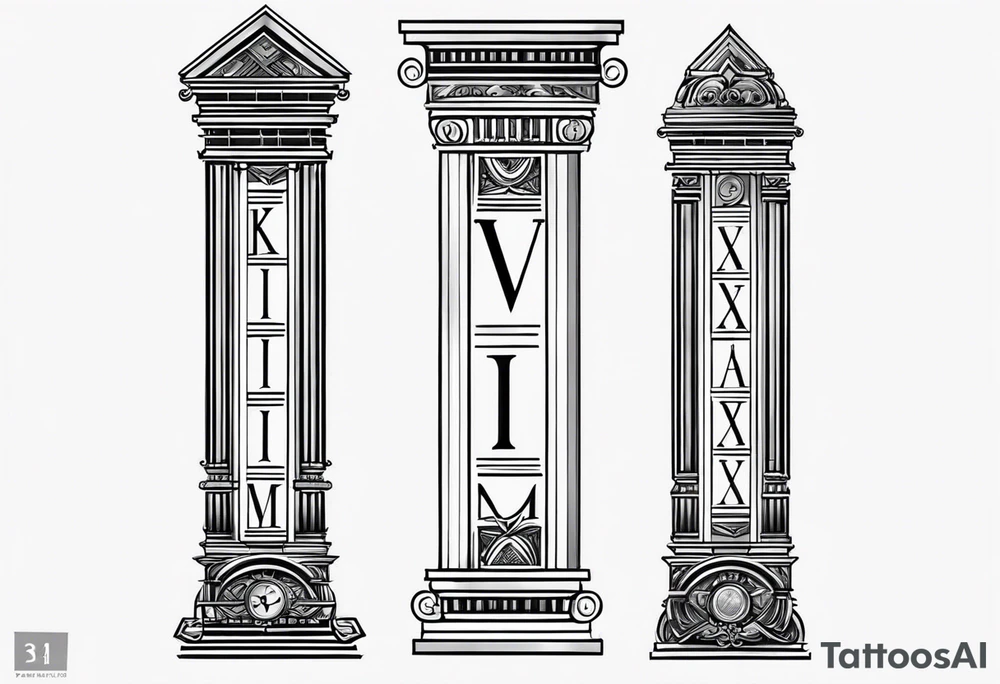 Three Roman numerals with stars ontop with the middle numeral being the tallest tattoo idea