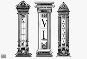 Three Roman numerals with stars ontop with the middle numeral being the tallest tattoo idea