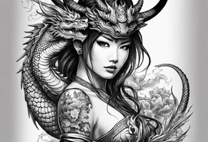 complete warrior nymph with dragon tattoo idea