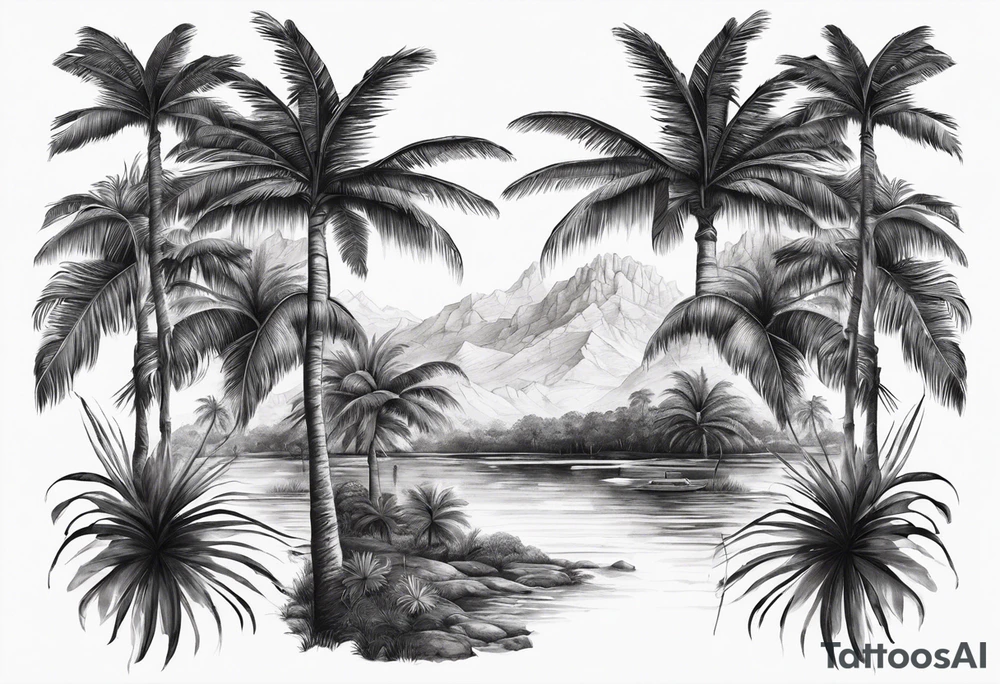 tree palm but swap leaves with hands, it should be surrealistic tattoo idea