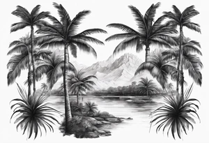 tree palm but swap leaves with hands, it should be surrealistic tattoo idea